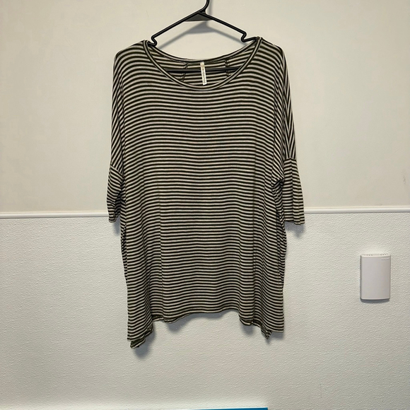 Women's mittoshop Striped Top Size S/M Green and White Oversized - Picture 10 of 12